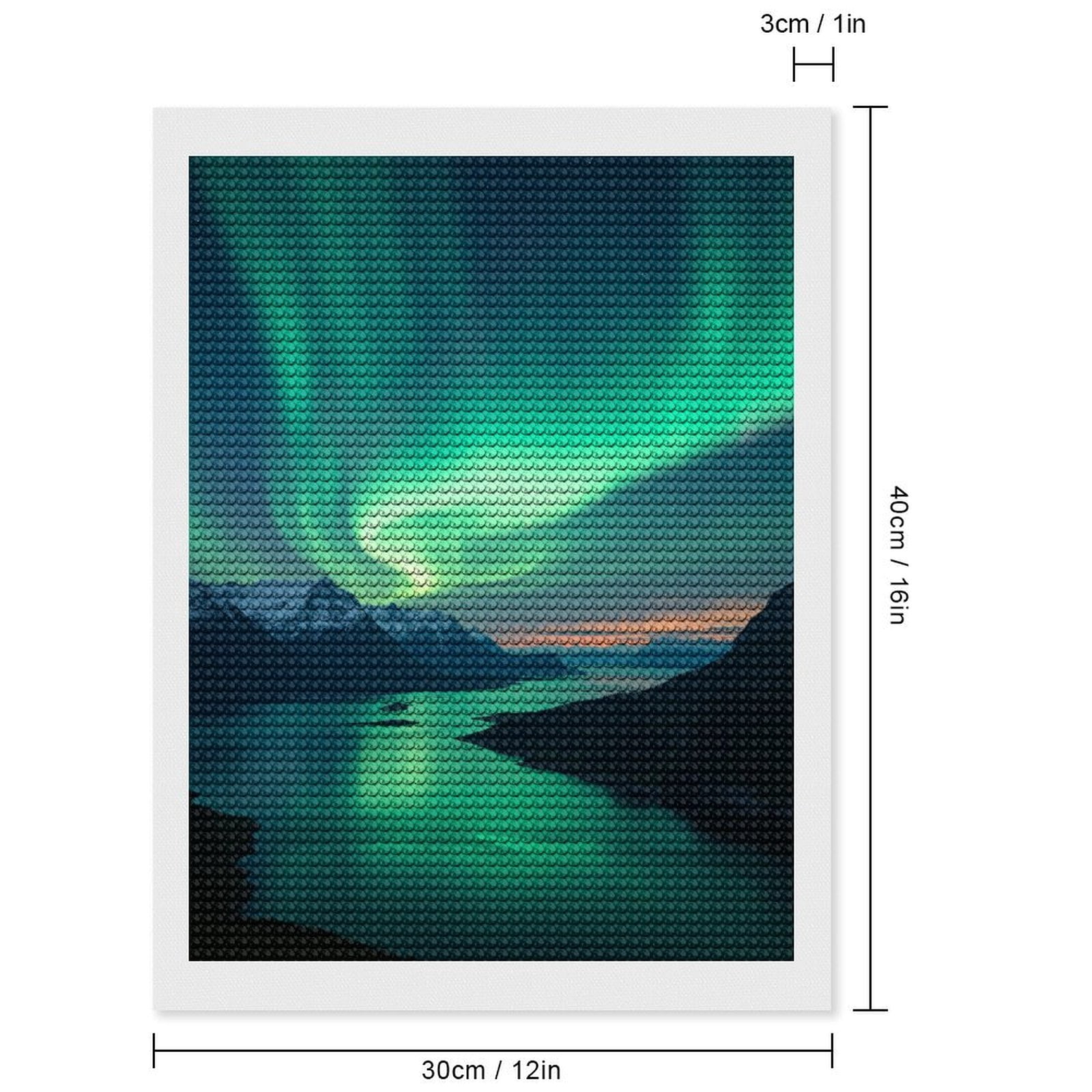 Diamond Art Kits for Adults, Northern Lights Over Mountain Lake 5D Diamond Painting Kits for Adults Beginners, DIY Full Drill Diamond Painting, Gem Art and Crafts 12x16