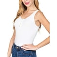 thumbnail image 3 of FashionMille Women's Sleeveless Henley Rib Buttoned Bodysuit Top Shirts, 3 of 4