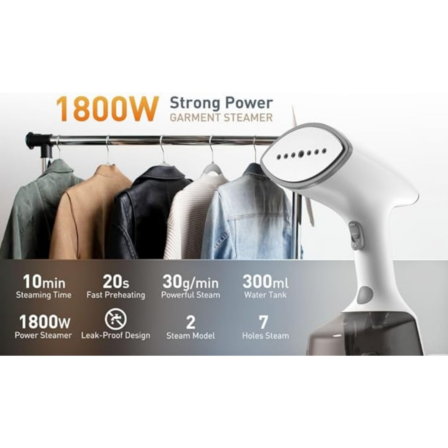 Clothes Steamer 1500W Portable Handheld Steamer for Clothes 20s Quick Heat Strong Penetrating Steam with Smart LCD Screen 2 in 1 Clothing Iron Steamer for Clothes Vertically and Horizontally