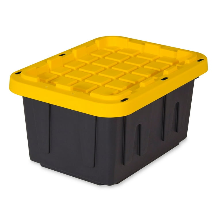 17 Gal. Tough Storage Tote in Black with Yellow Lid