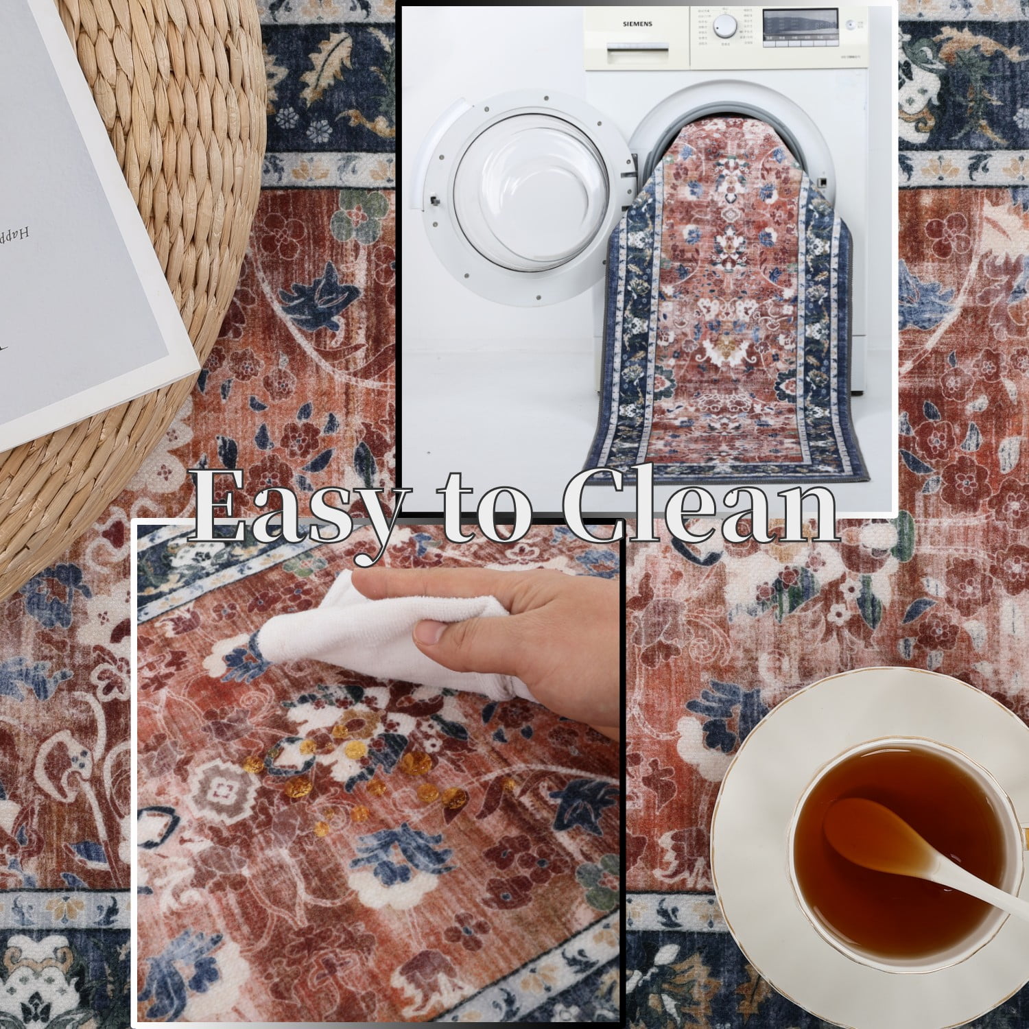 Kitchen Rugs and Runners Set of 3, Yamaziot Kitchen Mat for Floor, Non Slip Skid Comfort Washable Farmhouse Carpet for Laundry Room Sink, 20"x32"+20"x32"+20"x47"