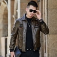 thumbnail image 4 of Abrigo de cuero con forro polar para hombre, chaqueta de cuero de marca de moda informal de otoño e invierno, abrigo cálido para hombre, ropa superior, 4 of 6
