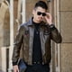 thumbnail image 3 of Abrigo de cuero con forro polar para hombre, chaqueta de cuero de marca de moda informal de otoño e invierno, abrigo cálido para hombre, ropa superior, 3 of 6