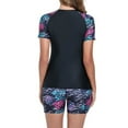 thumbnail image 5 of Atogsazn Women's 2 Piece Rashguard Short Sleeve Swim Shirt Built in Bra Bathing Suit with Boyshorts Bottoms Black XL, 5 of 8