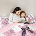 thumbnail image 5 of Manfei Pink Girly Dress Queen Comforter Set,Romantic Makeup Themed Bedding Sets,Eiffel Tower Perfume Bedding Comforter Set For Princess,Microfiber Bedroom Decor Reversible,3pcs, 5 of 8