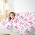 thumbnail image 4 of Manfei Girly Pink Bowknot Bedding Comforter Set for Kids, Kawaii Love Heart Twin Comforter Sets, Princess Cartoon Theme Reversible Bedding Set, Ultra Soft Home Decor, 2pcs, 4 of 8