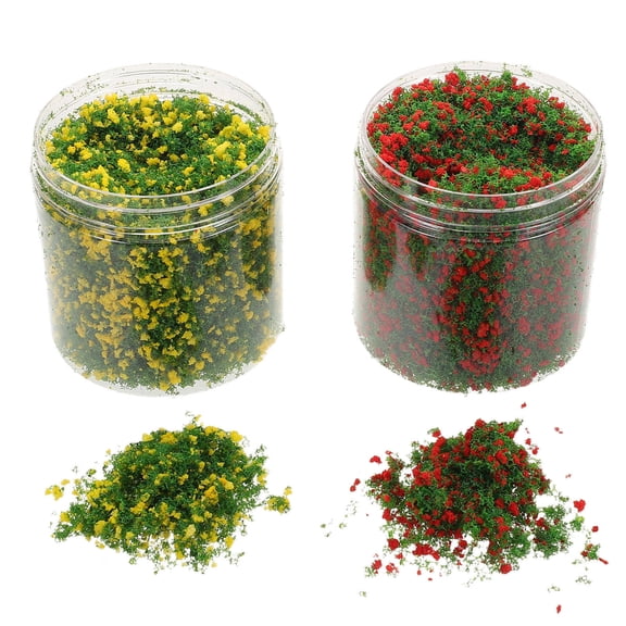 WRISTBIQUE Miniature Static Grass and Small Trees for Model Trains, Crafts, Dioramas - Assorted Colors, Plastic, 2 Pieces