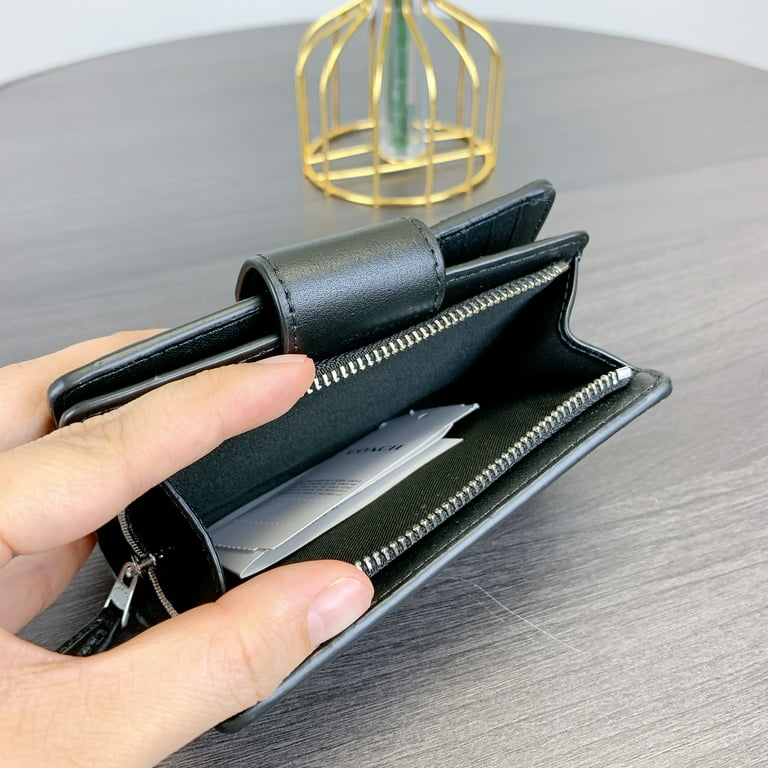 Coach Women's Medium Corner Zip Wallet, Graphite Black, Signature