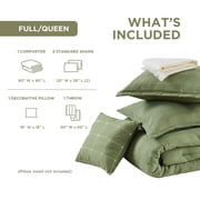 Regency Heights Waffle Weave Comforter Set with Throw Blanket, 5-Piece Textured Comforter for All Season, Full/Queen Lightweight Waffle Bedding Set for Bed & Sofa Couch, Green