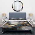 thumbnail image 3 of Designart "Abstract Marble Shapes and Lines II" Abstract Marble Bedding Covert Set - Modern Gold Abstract Bed Set With 2 Shams, 3 of 6