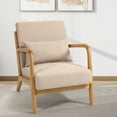 thumbnail image 2 of Nmkwnr Single Seat Sofa Chair with Solid Wood Armrest and Legs, Mid Century Modern Accent Chair for Office, Living Room, Beige, 2 of 7