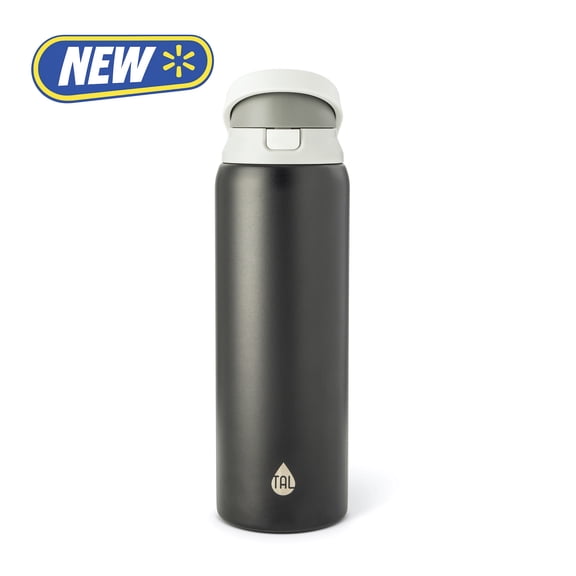 TAL 32oz Stainless Steel 2-in-1 Water Bottle with Straw and Chug Lid, Black