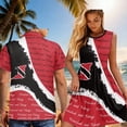 thumbnail image 4 of Garronmavis Couples Vacation Outfits Matching Sets Polyester Vacation Mens Lightweight Shirts Blouse and Womens Casual Dress Trinidad and Tobago Flag A-Line Sleeveless Sundresses, 4 of 7