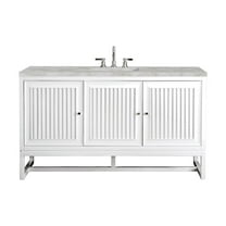 James Martin Vanities 60" Single Vanity, Glossy White w/ 3 CM Victorian Silver Quartz Top