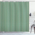 thumbnail image 1 of Geometric Shower Curtain, Herringbone Pattern with Angled Stripes and Rhombuses Triangles, Fabric Bathroom Set with Hooks, 69W X 84L Inches Extra Long, Vermilion Fern Green Beige, by Ambesonne, 1 of 3