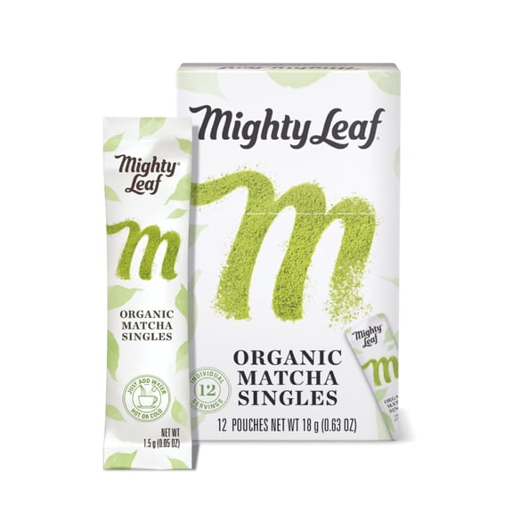 Mighty Leaf Tea Organic Japanese Matcha Green Tea Powdered Tea Mix, On the Go Single Packets, 12 Count