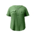 thumbnail image 5 of Womens Shirts Dressy Casual Solid Plus Size Half Zip T Shirts Summer Short Sleeve Slim Fit Causal Top Lightweight Breathable Office Shirts for Women Light Green XXXL, 5 of 5