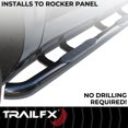 thumbnail image 3 of TrailFX Nerf Bar A0052B TFX Round Tube Side Steps; With Step Pads; 3 Inch Round Bent 90 Degree; Powder Coated; Black; Steel; Without End Caps; Rocker Panel Mount, 3 of 3