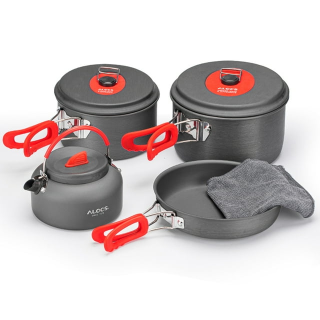 Kit de utensilios de cocina para acampar Juego de ollas y sartenes para exteriores