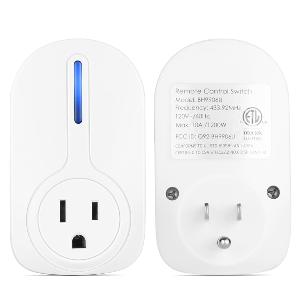 Wireless Outlet Plug Adapter Remote Control Light Switch 500ft Expandable 2  Pack