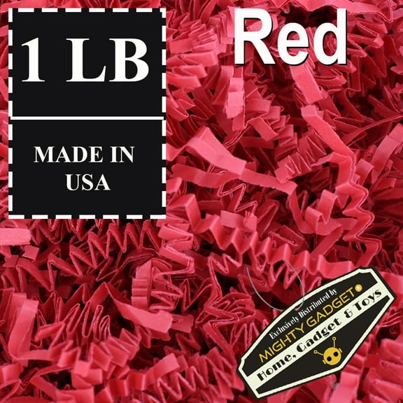 Mighty Gadget Crinkle Cut Shredded Paper Filling for Gift Wrapping & Basket Filling - Red, 1 LB (16oz)