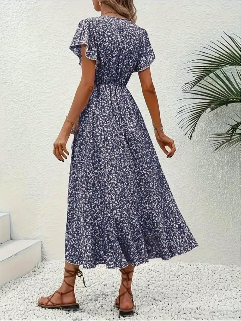 chinese dress ladies Baltic Born Womens Kearny Ruffle Maxi Dress | Blue Floral