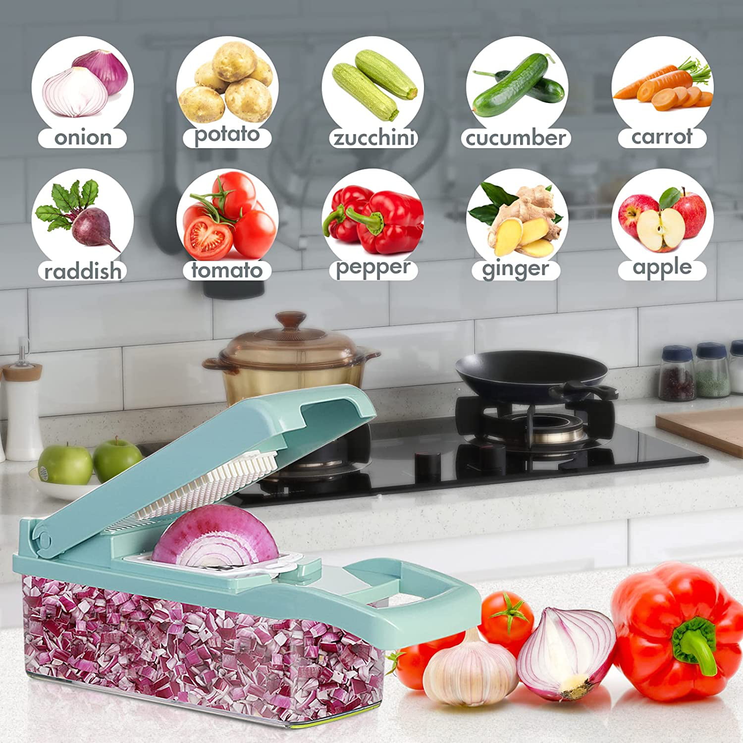 Sedhoom Direct Vegetable Chopper 5 Blades with Peeler/Cleaning Tools only  $19.49