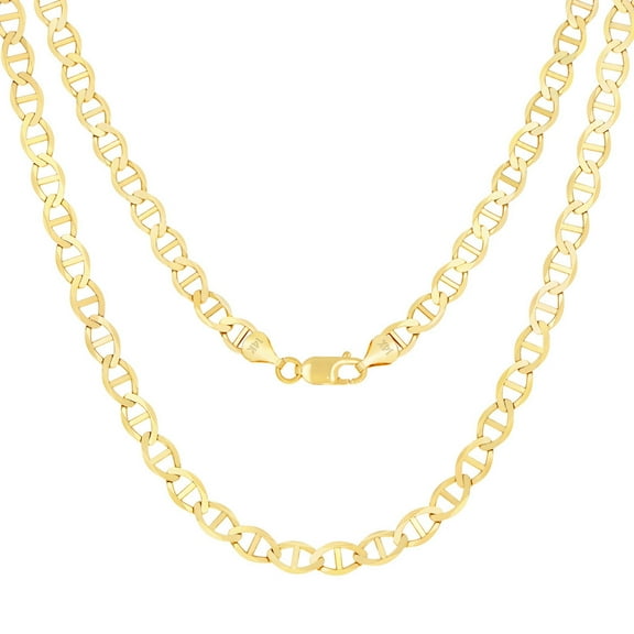 Nuragold 14k Real Yellow Gold Solid Mariner 5mm Chain Anchor Link Necklace (18"-26") Italian Jewelry for Men
