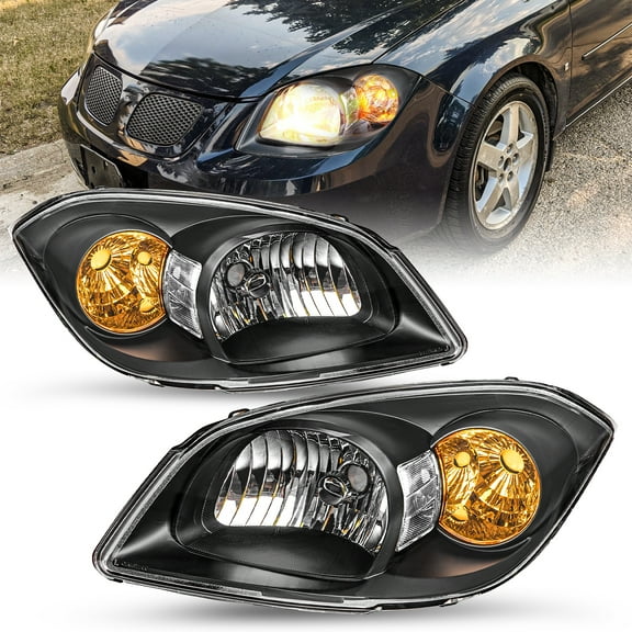 For 2005-2010 Chevy Cobalt 2007-10 Pontiac G5 05-06 Pursuit Black Headlights Set
