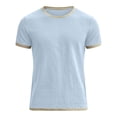 thumbnail image 3 of Mens Summer Casual Linen T Shirts Solid Color Crewneck Tees Short Sleeve Pullover Lightweight Daily Tops Light Blue XL, 3 of 5