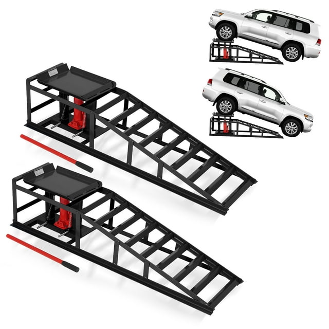 Yiwa Rampes de Levage Hydraulique pour Véhicules, Lot de 2 Rampes de Service Portable de 5 Tonnes pour Garage à Domicile et Entretien