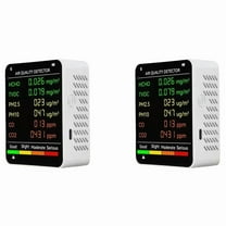 2X 6 in 1 Multifunctional Air Quality Tester LCD Display Home Indoor Office Wall Mounted Air Quality Tester,2 x Air quality detector,As Shown