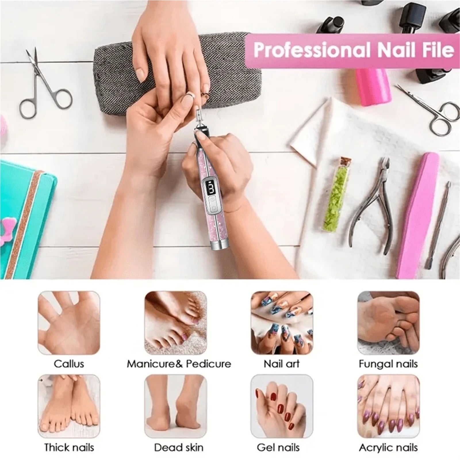 Portable Electric Nail Drill Set 4 Speeds Professional Manicure Pedicure Kit for Nail Salon Exfoliation And Polishing