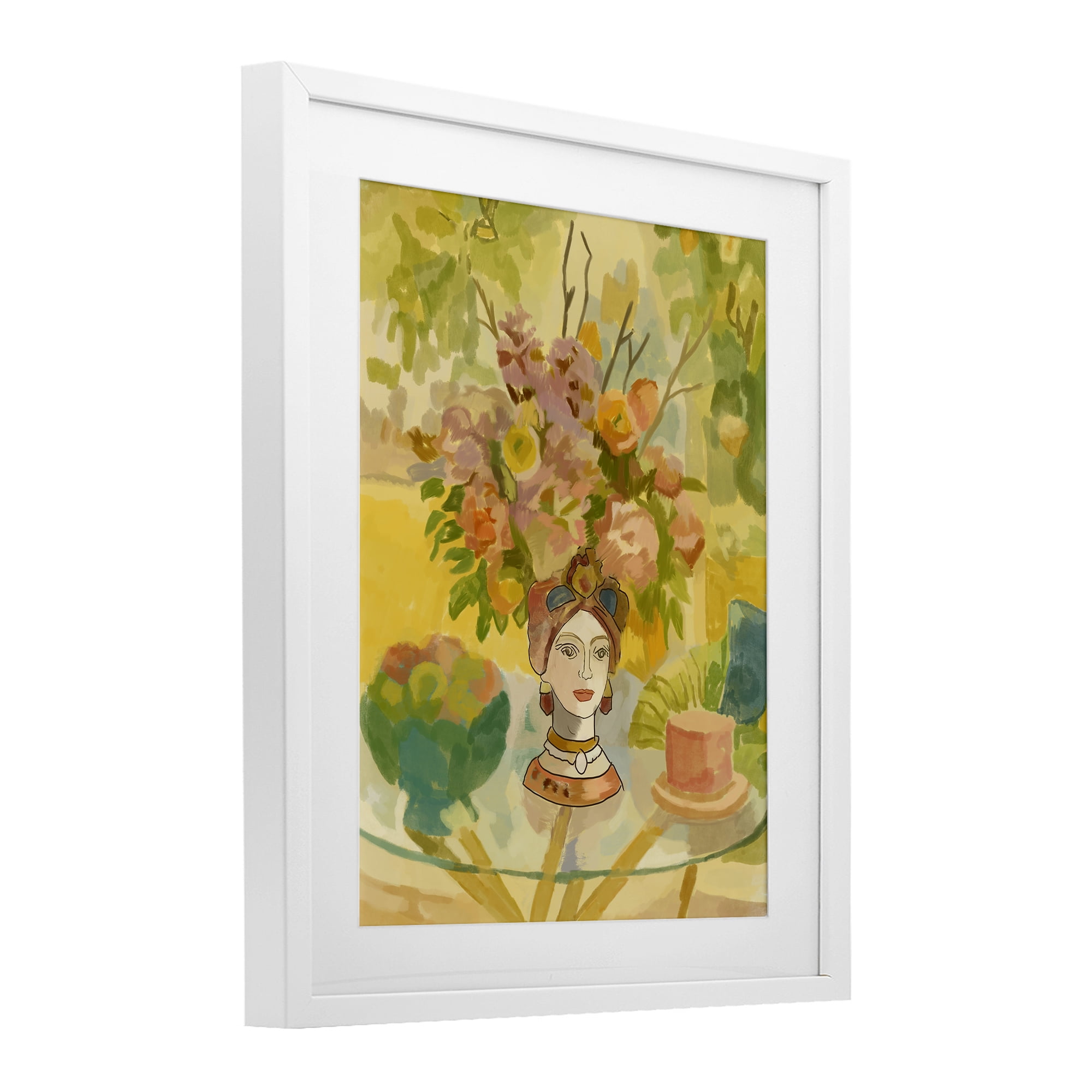 Stupell Industries Flower Head Vase White Framed Print Under Glass, design by Amelia Noyes
