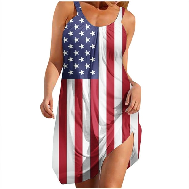SOOMLON Womens 4th of July Dress Stars Striped Dress Independence Day ...