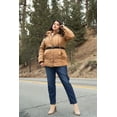 thumbnail image 2 of Plus Faux Fur Harness Buckle Belt Detail Long Fitted Puffer Jacket, 2 of 4