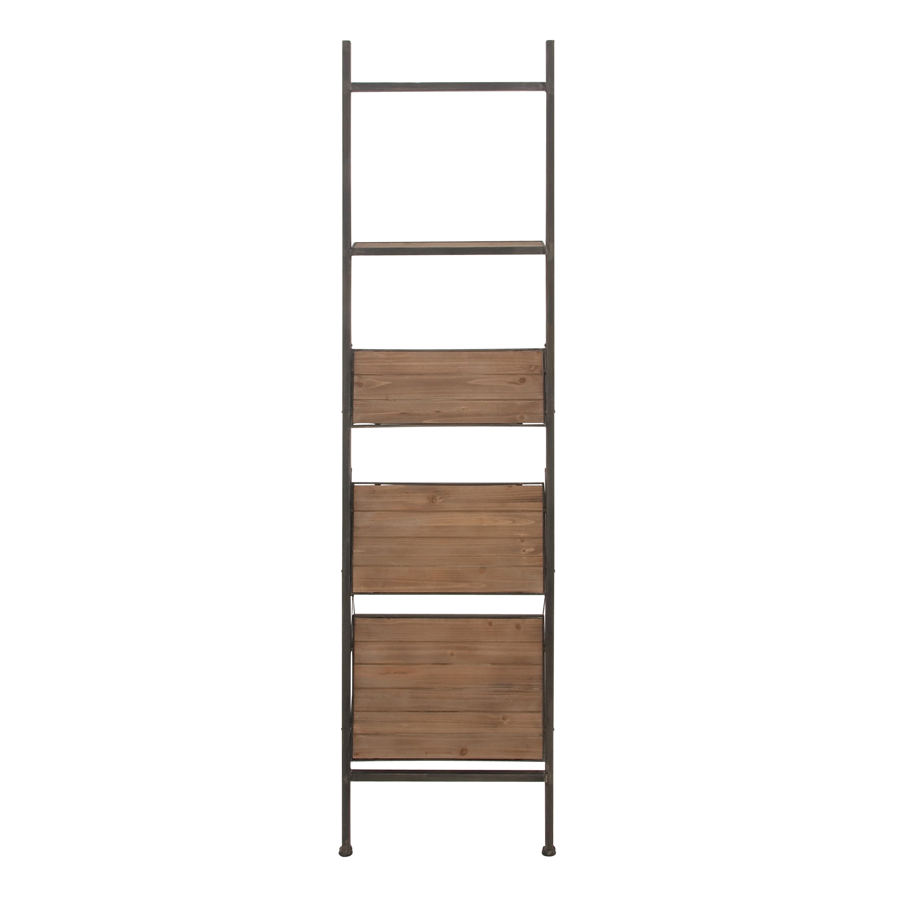 DecMode 20" x 77" Brown Wood 4-Tier Shelving Unit, 1-Piece