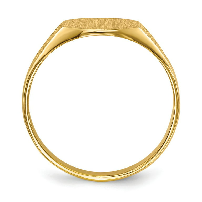 Solid 14k Yellow Gold 9.0x7mm Closed Back Engravable Monogram Signet Ring  Band Size 8 