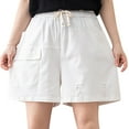 thumbnail image 1 of Aayomet Shorts Larges pour Femmes Sans Poches (Blanc, TG), 1 of 2