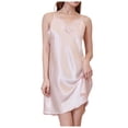 thumbnail image 1 of Camisón de seda con cuello en V para mujer - Tirantes finos, bajo con volantes - Ropa de dormir/spa - S-XL, 1 of 4