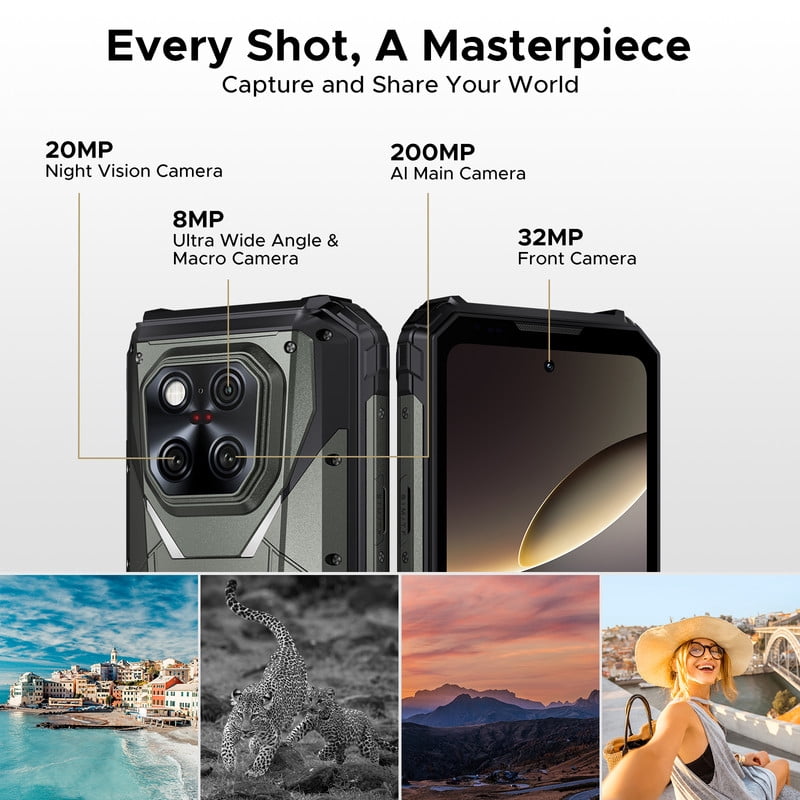 DOOGEE VMAXPLAY-V Rugged Phone | Phone with Projector, 5G Rugged Phone, Dual Camping Lights, 36GB RAM+512GB ROM, 200MP+32MP Camera, 20500mAh Battery/45W