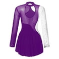 thumbnail image 4 of Runhomal Women's Figure Skating Dress Contrast Color Glitter Rhinestone Ballet Leotard Performance Purple S, 4 of 6
