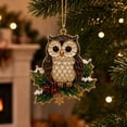 thumbnail image 5 of Clearance! Christmas Tree Ornament, Acrylic Hanging Pendant with Holly Leaf, Holiday Keepsake Decor, Xmas Tree Wreath Garland Home Decorations Indoor (Owl), 5 of 8