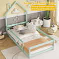 thumbnail image 5 of Twin Size Montessori Floor Bed with House-Shaped Headboard and Safety Rails,Wood Bed Frame for Kids, Boys, and Girls ,Light Green, 5 of 9