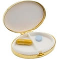 thumbnail image 3 of Set of 2 Oval-Shaped Pocket Purse Pill Box & Organizer With Dual Compartments (Gold Pebble), 3 of 3