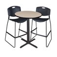 thumbnail image 2 of Cain 36" Round Caf� Table- Beige & 2 Zeng Stack Stools- Black, 2 of 7