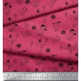 thumbnail image 3 of Soimoi Pink Rayon Fabric Heart & Birds Cartoon Print Fabric by the Yard 42 Inch Wide, 3 of 3
