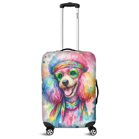 Hippie Poodle Portrait Watercolor Tie-Dye Vintage Styles Travel Luggage Cover Poodles Dog Lover Gifts Idea Suitcase Dust Protective Decor - 00014