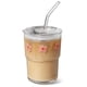 thumbnail image 1 of Vaso de cristal Olvini de 380 ml con pajita y tapa, flor rosa, 1 of 7