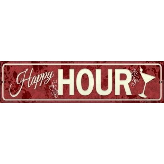 Smart Blonde MK-734 3 x 12 in. Happy Hour Novelty Mini Metal Street Sign
